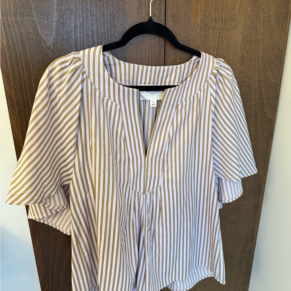 Pomander Place Finley Striped Flutter Sleeve Top - purple